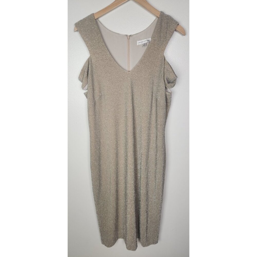 Dress The Population Women's Sz. 1X Champagne Shimmer Midi Dress
